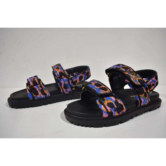 Christian Dior Act Dway Mizza Black Silk Gold Logo Strap Flat Dad Sandal 40 - Picture 10 of 12